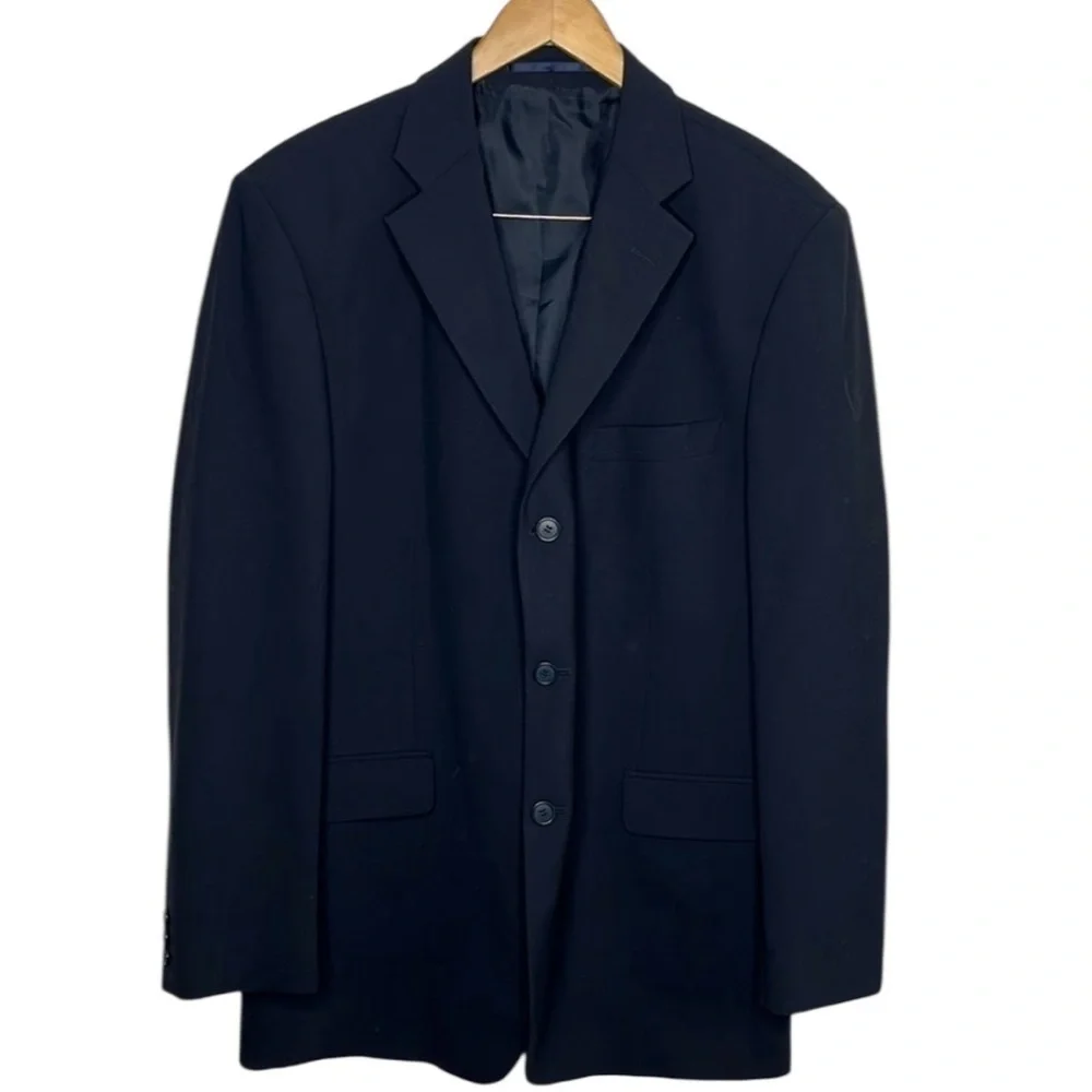 Vintage Balmain Black Wool 3 Button Sportscoat Blazer Men Size 42 Long